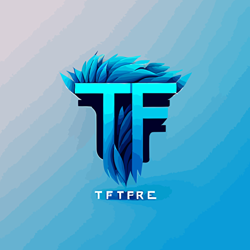 a logo with word TF inside, vector illustration, modern style, flat, blue as a main color