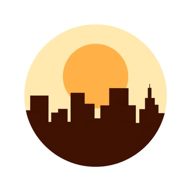 a sunsetting over a city