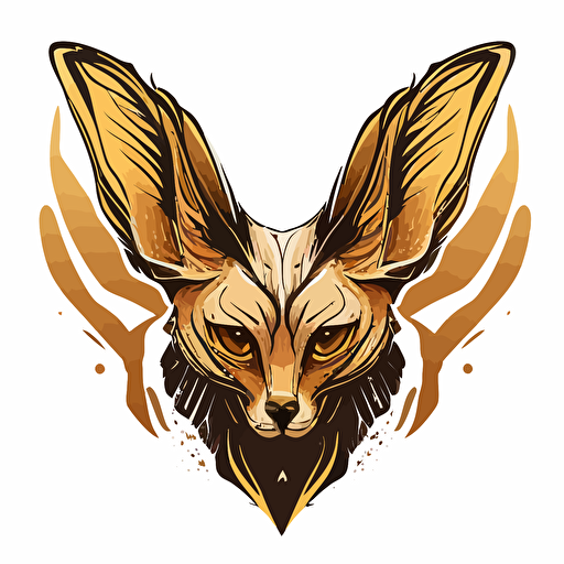 desert fox head, vector art, logo, ears as wings