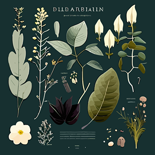 VECTOR ELEMENTS FOR BOTANICAL ILLUSTRATION, FLAT