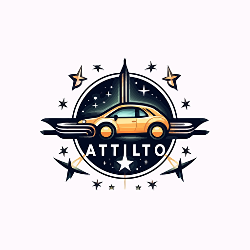auto letter generator startup logo, pen Inc.-inspired refinement, minimalist celestial elements, contemporary atmosphere, vector illustration, Adobe Illustrator
