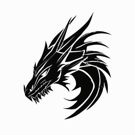 minimalist technology iconic logo of dragon, black vector, on white background
