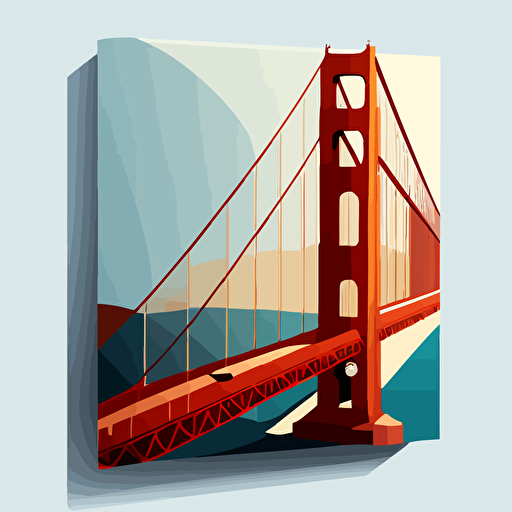 golden gate bridge, side profile, flat art, vector art, flat image