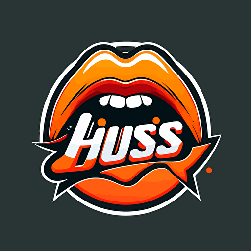 a sports mascot logo of lips, simple, vector