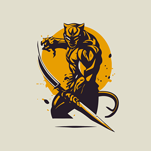 vector logo minimalist of a panther with his paw holding a katana