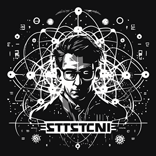 logo vector, background white, computer, technology, blueprint, nerd, geek, scientist, atom