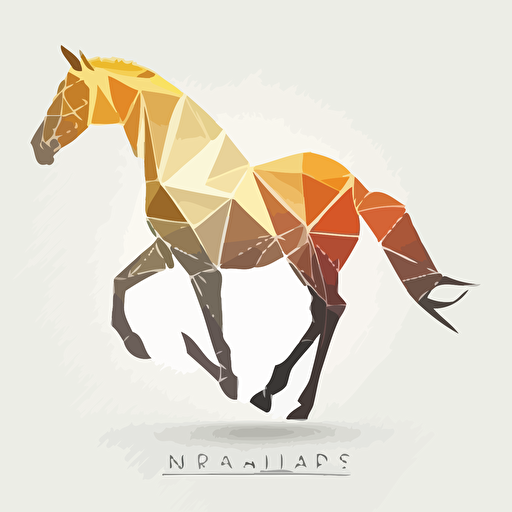 logo rearing horse from vectors triangles on white background with text MULE TRANSPORTATION, shaped design