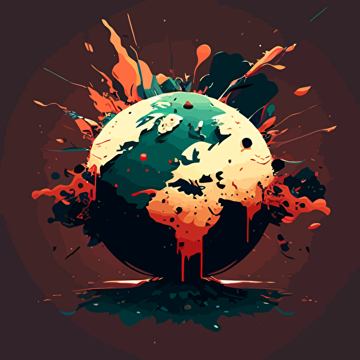 minimalism, vector art, end of earth, earth exploding