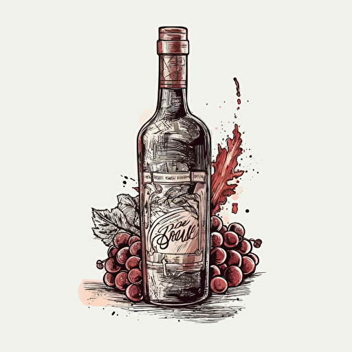Wine bottle hand drawn for a logo. Modern, minimalistic, vector, png, background color #2D2D2D