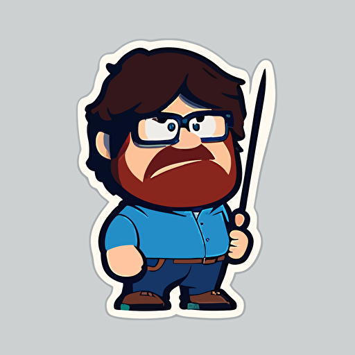 perezoso frente a una fogata pixar style, 2d flat design, vector, cut sticker