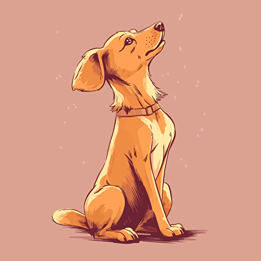 cute dog sitting up with paws in the air, side view, 2d, vector illustration