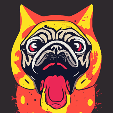 evil pug devil sticker blood thirsty blood evil colorful illustration highly detailed simple smooth clean vector curves jagged lines vector art smooth