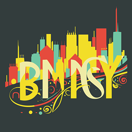 a basic city themed card back design in a ambigram design, fun primary colours with a vector art style