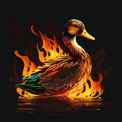 vector drawing of a burning duck