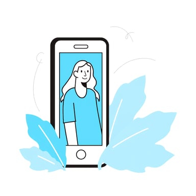 a woman inside a mobile phone