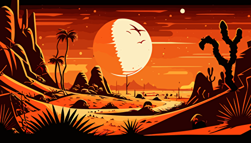 mars desert valley planet landscape,wide angle,night time,comic,anime style,vector,