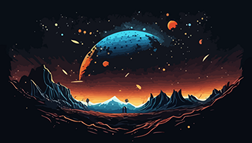 starfield, off world, outer space, minimalistic, vector