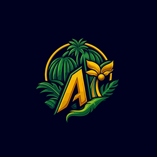 vector nba logo, brazilian, tropical theme, dark green, dark blue, yellow, closed shape