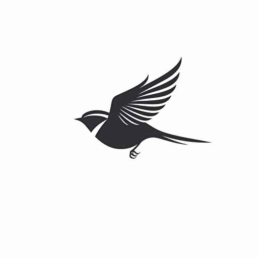 modern minimal iconic logo of a sparrow, black vector, on white backgrounds.