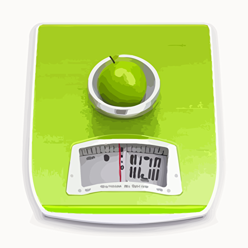 a digital scale , vector, white background, lime green digital background for scale