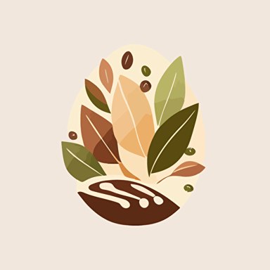 produce a melaleuca-style minimalistic vector logo for organic nails shop featuring leaves and a beautiful light-colored hand being pampered with earth colored polish, in green and brown shades, abstract and simplicity