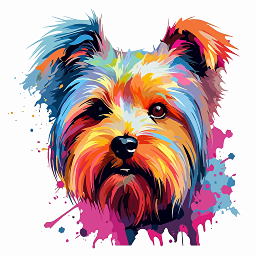 colorfull papiroflexy yorkshire terrier dog, vector art, white background