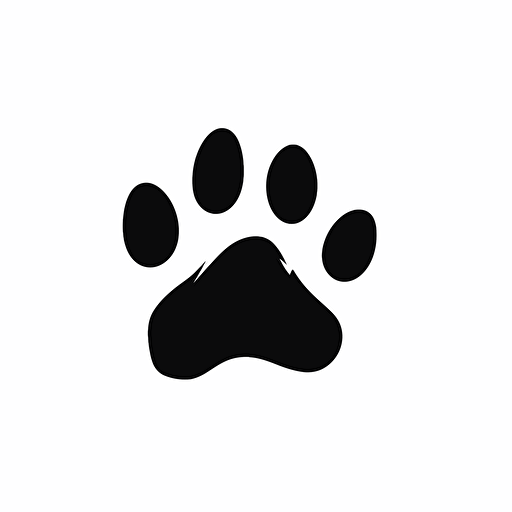 simple 2d vector silhouette dog paw print