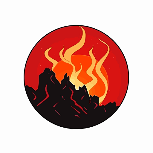 lava logo, circular, fireball in the middle, vector, white background