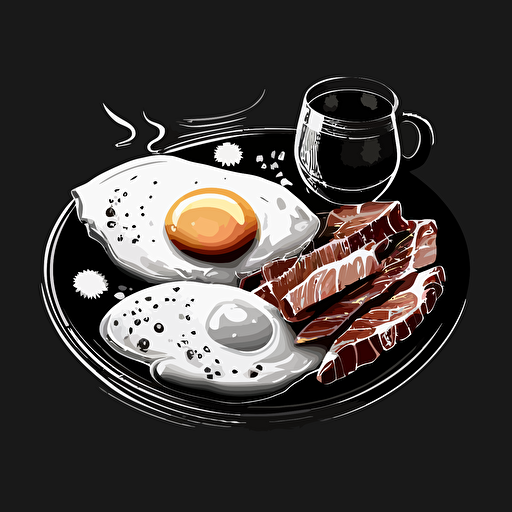 black and white vector bacon and eggs