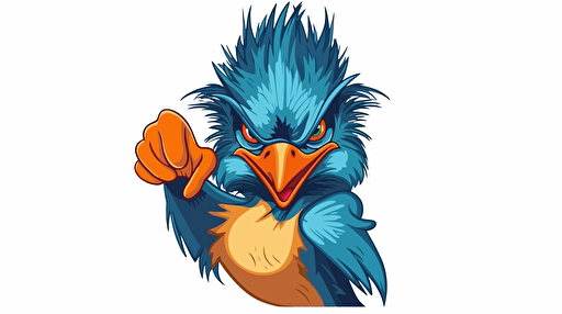 vector illustration of two human-like kingfisher with muscle arms who is pointing with the left arm to the camera, like a "we want you"-sign. The Bird is looking ambishious in the camera