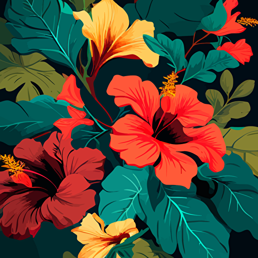 hibiscus vector pattern design, vibrant colors