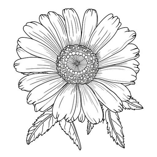 Daisy ignorant style No Shadow. Coloring page. Vector. Simple.