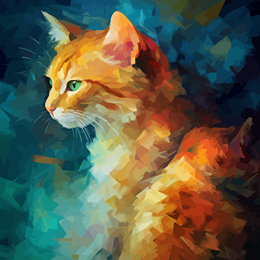 Abstract vector art, cats, style of Beksinski and Leonid Afremov