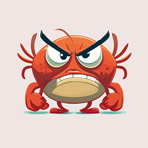 angry cartoon network crab vector style, white background