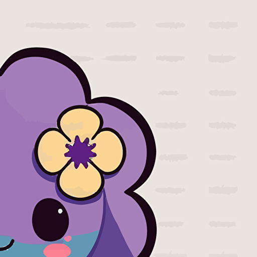 cute purple flower kawaii style, vector clipart