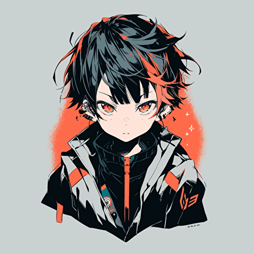 A monochromatic boy icon, using grayscale tones and a pop of color to create a visually engaging and stylish design, vector illustration,