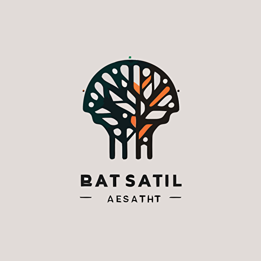 Logo design that incorporates AI art and a lab. Vector, 2d, minimalistic