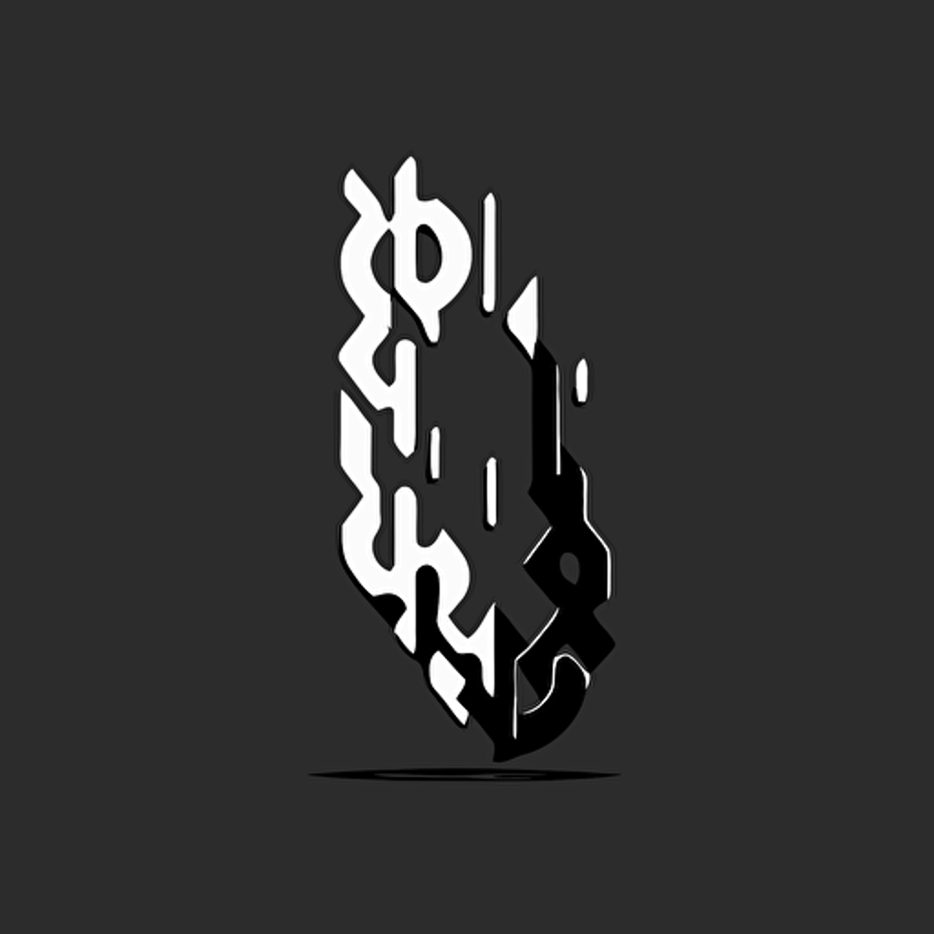 broken chain vector logo, 2d, flat design, minimal design, black and white