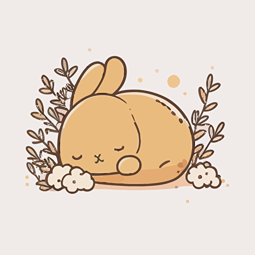 cute sleepy bunny laying down kawaii style, vector, simple, high-quality