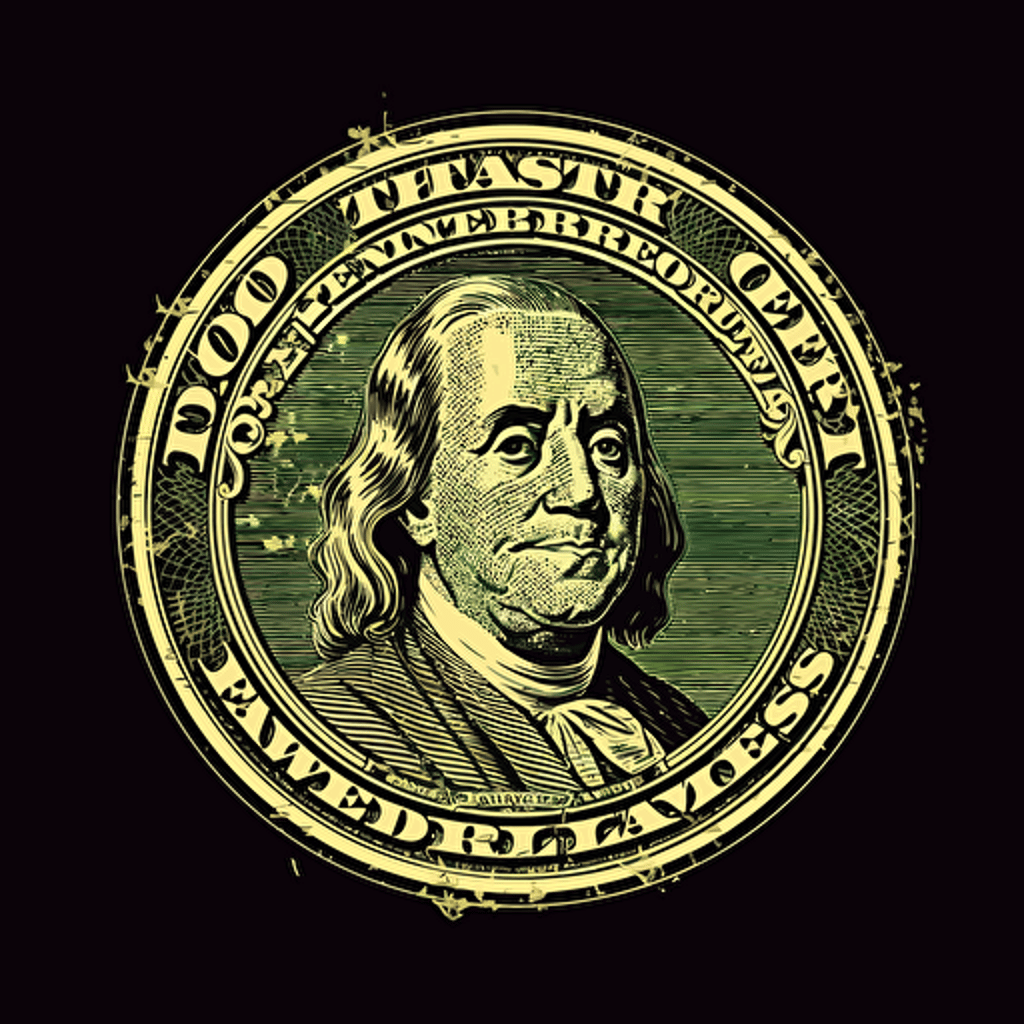 vector logo, us dollar, #0C4B33 on a solid with background. on a dollar bill –no text