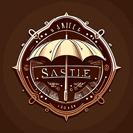 logo store men, horloge, vitesse, parapluie, art deco style. qualité vectorisé