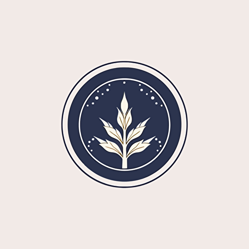 a round white minimalistic, flat vector logo for an expensive natural alchemy brand.
