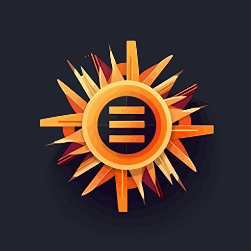 abstract sun logo form from alphabet e, geometry, vector