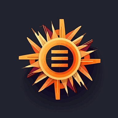 abstract sun logo form from alphabet e, geometry, vector