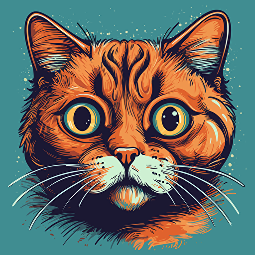 vector art style cat looking nervous, in the style of Micheal Parks