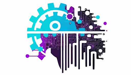 logo for machine learning company . Cyan and purple colours, minimalist, vector, with white background