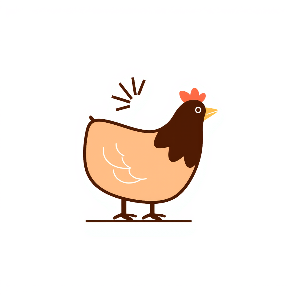 a chicken laying an egg