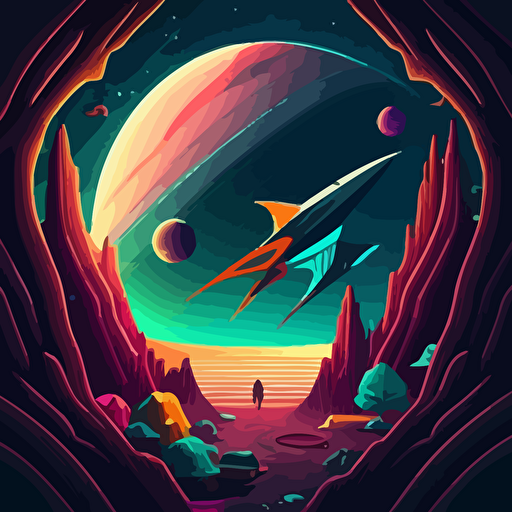 vector art scene of space