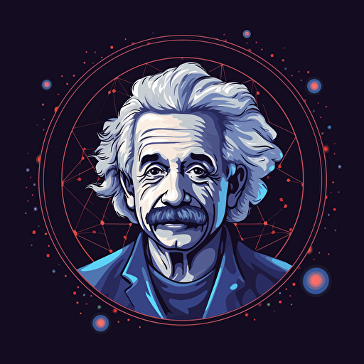 logo of the channel dedicated to the neural network, with the image of Einstein's face in front, simple, vector, without text