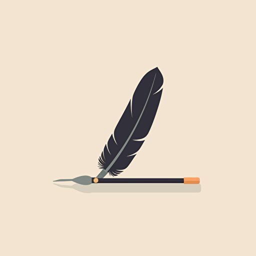 flat minimalist vector illustration of an old quill fountain pen